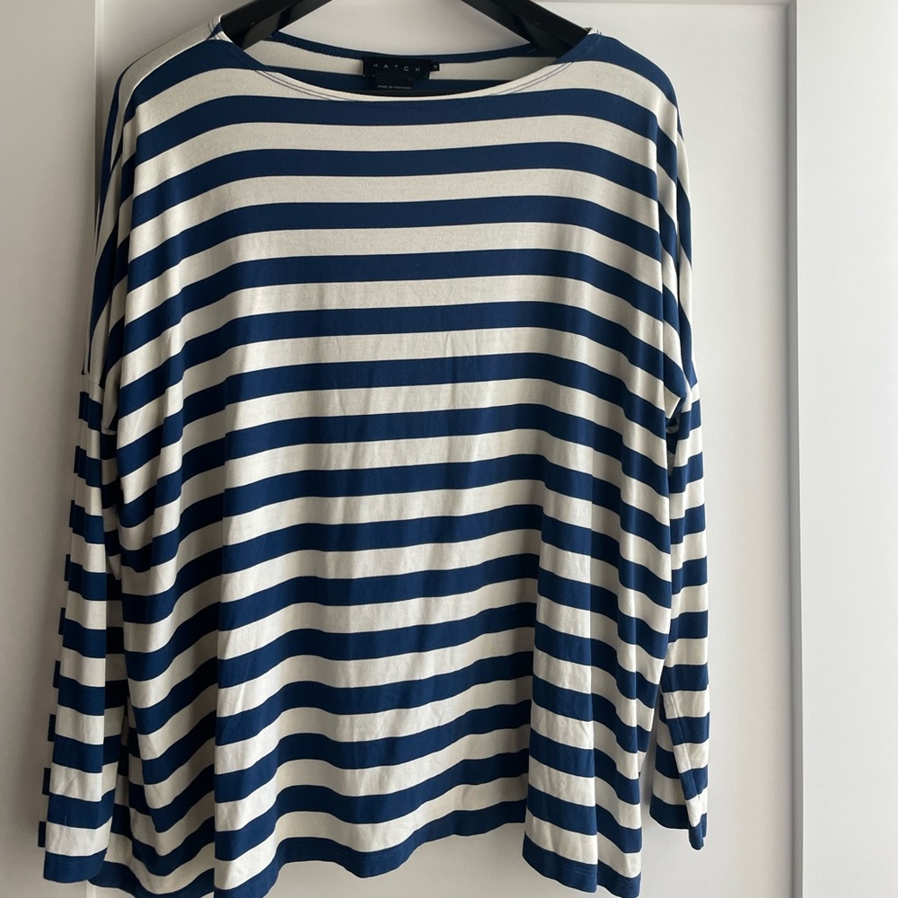 Hatched Striped Maternity Top